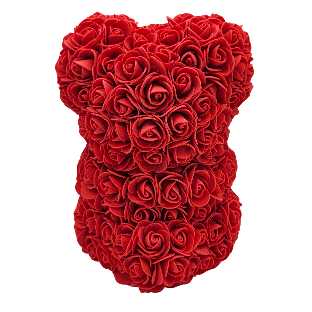 Personalised Rose Bear Engraved Wooden Heart